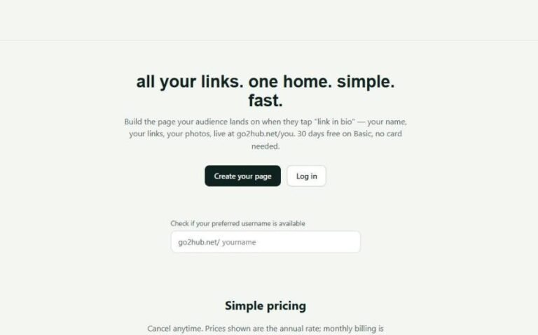 The Go2Hub home page